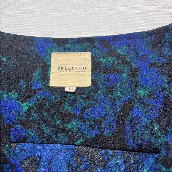 Selected Femme Women’s Blue & Black Dress with VNeck, 1/4 Zip & Pockets Size 36 - Picture 3 of 9